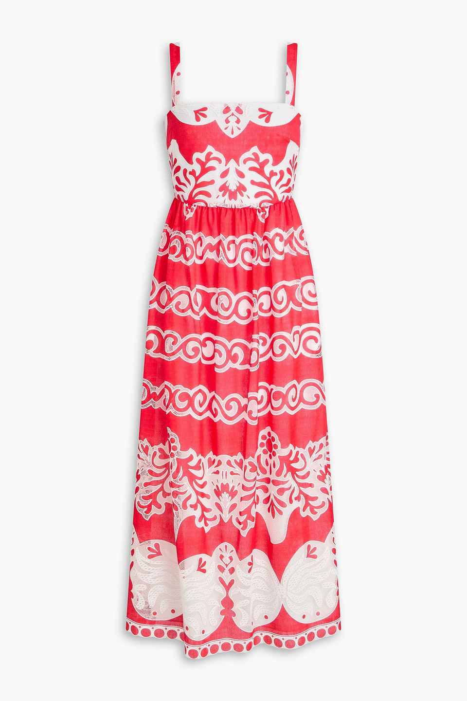 Ninet cotton-blend lace midi dress - Orange - UK 12
