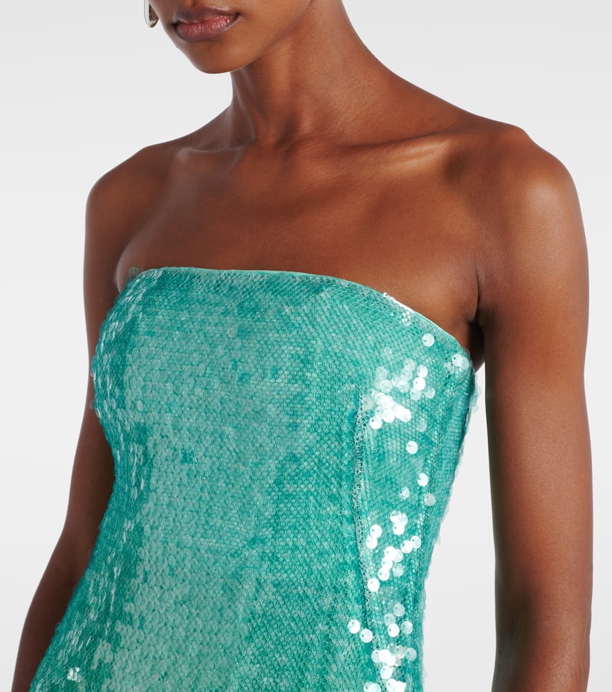 Translucent sequined semi-sheer gown