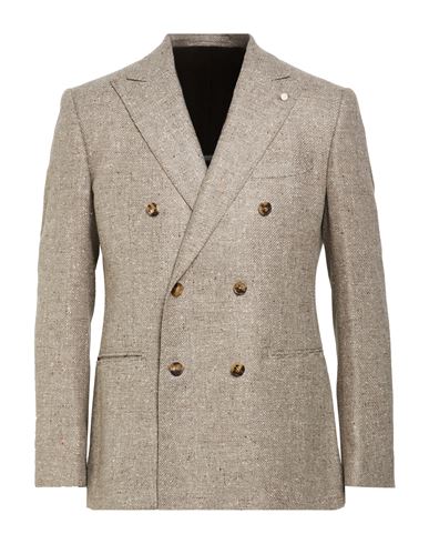 Man Blazer Taupe Size 40 Virgin Wool, Silk