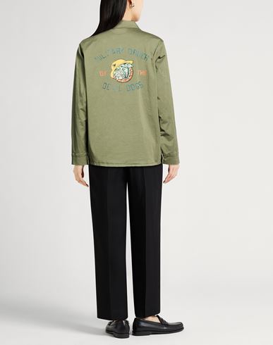 Woman Jacket Military green Size S Cotton, Elastane