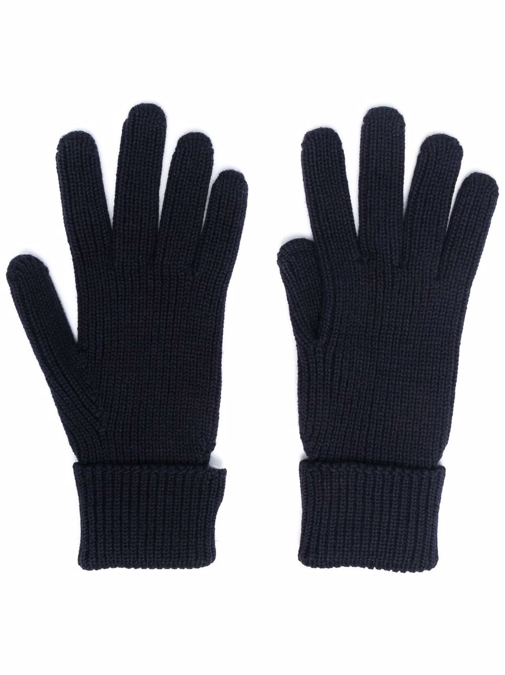 Logo-patch knitted gloves - Brown
