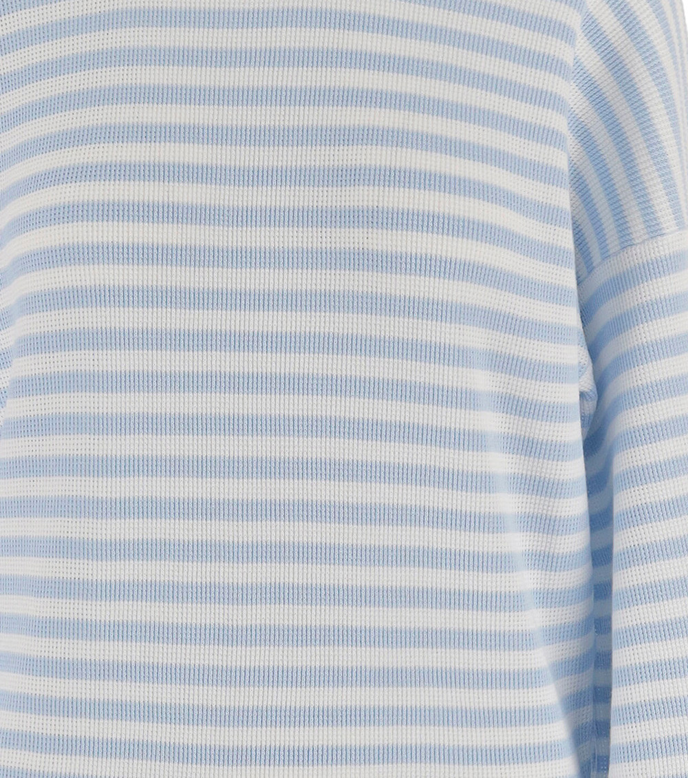 Light Blue Stripes Round Neck Sweater