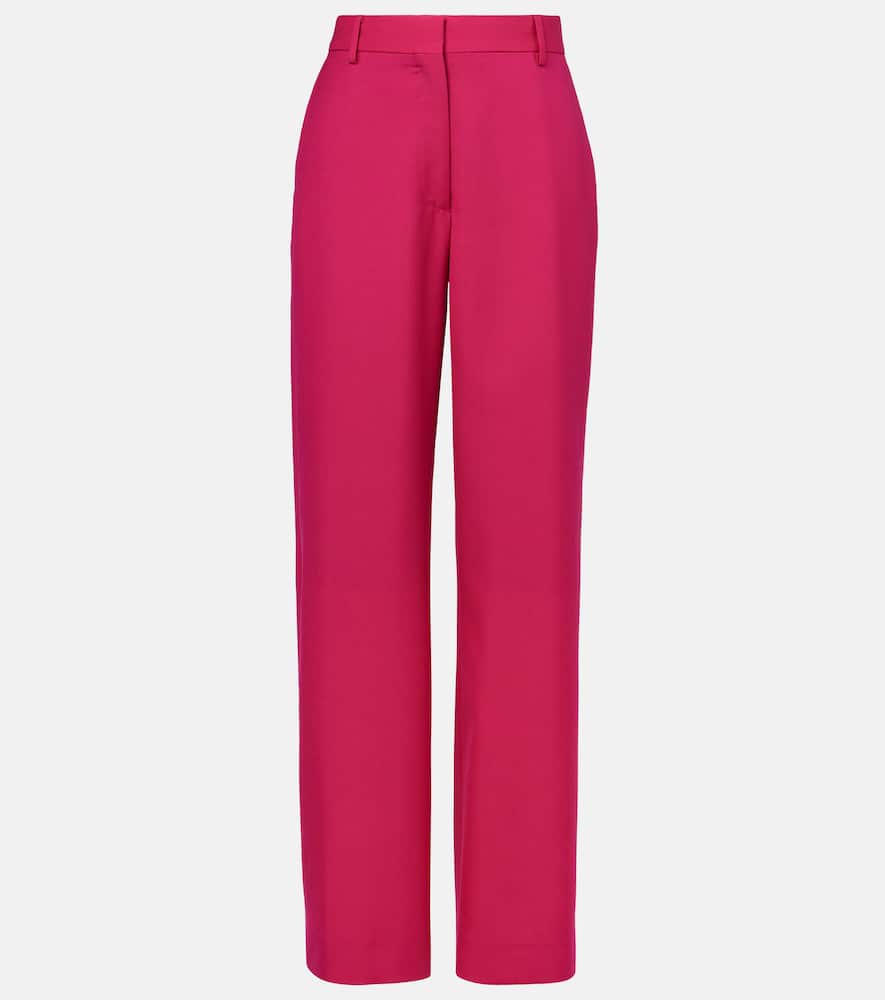 Wool and mohair twill straight pants