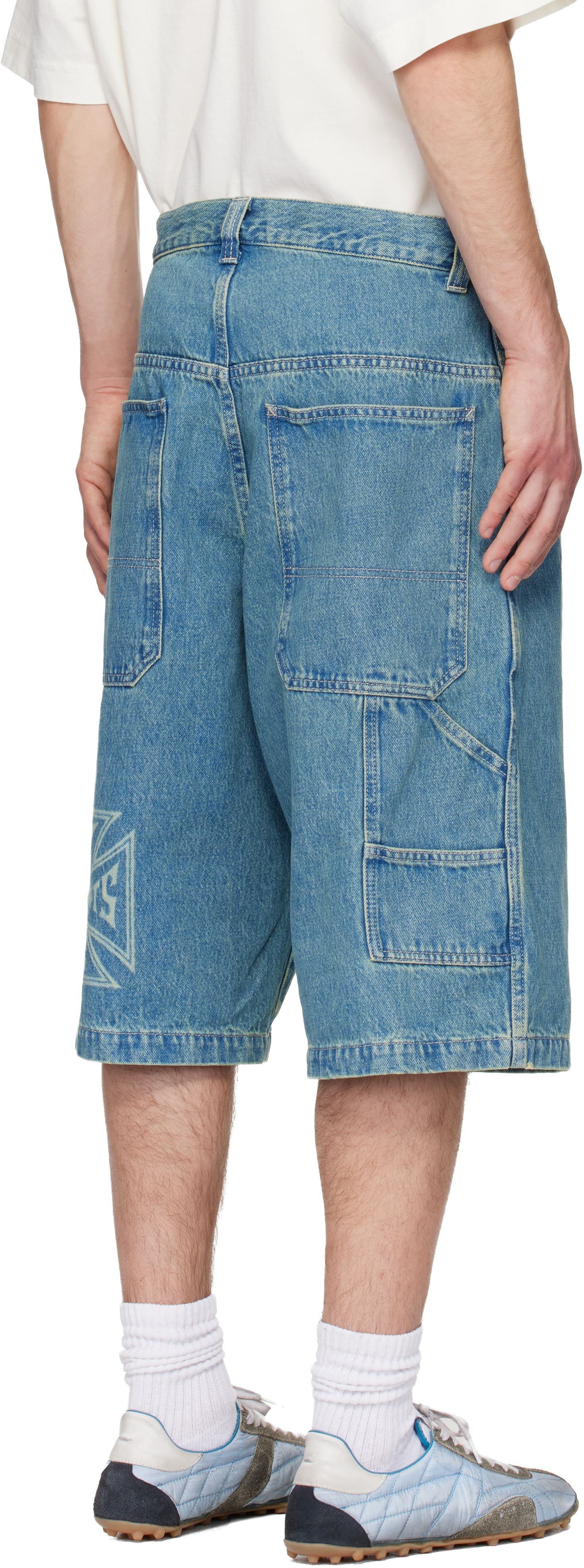 Blue Biker Cross Hip-Hop Denim Shorts