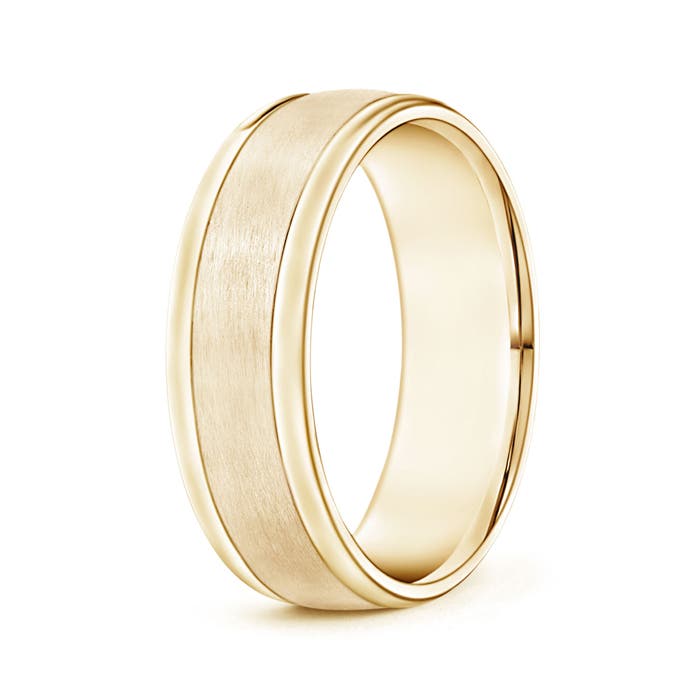 Angara Comfort Fit Satin Finish Contemporary Wedding Band for Him in 14K Yellow Gold