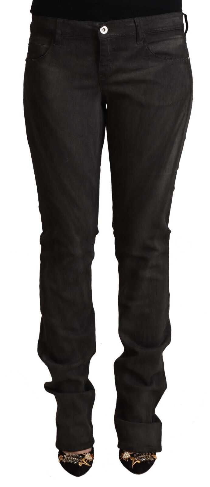 Mid-Waist Skinny Jeans — Black