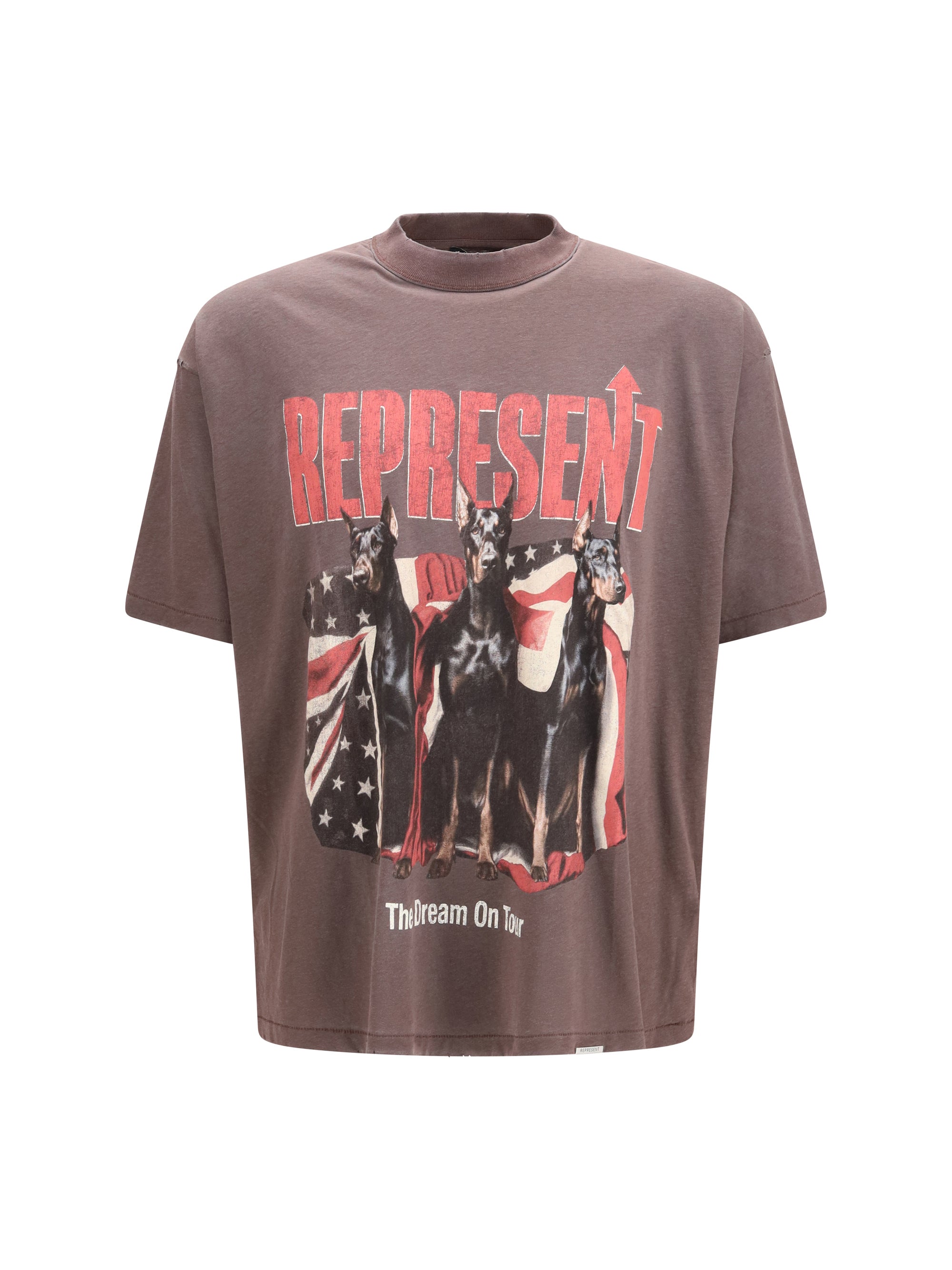 Printed Cotton T-Shirt — Brown