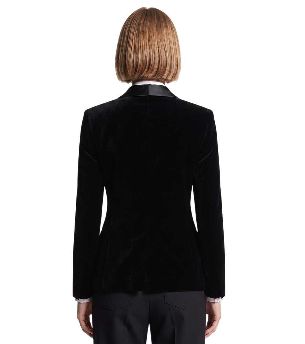 Shawl-lapels single-breasted blazer - Black