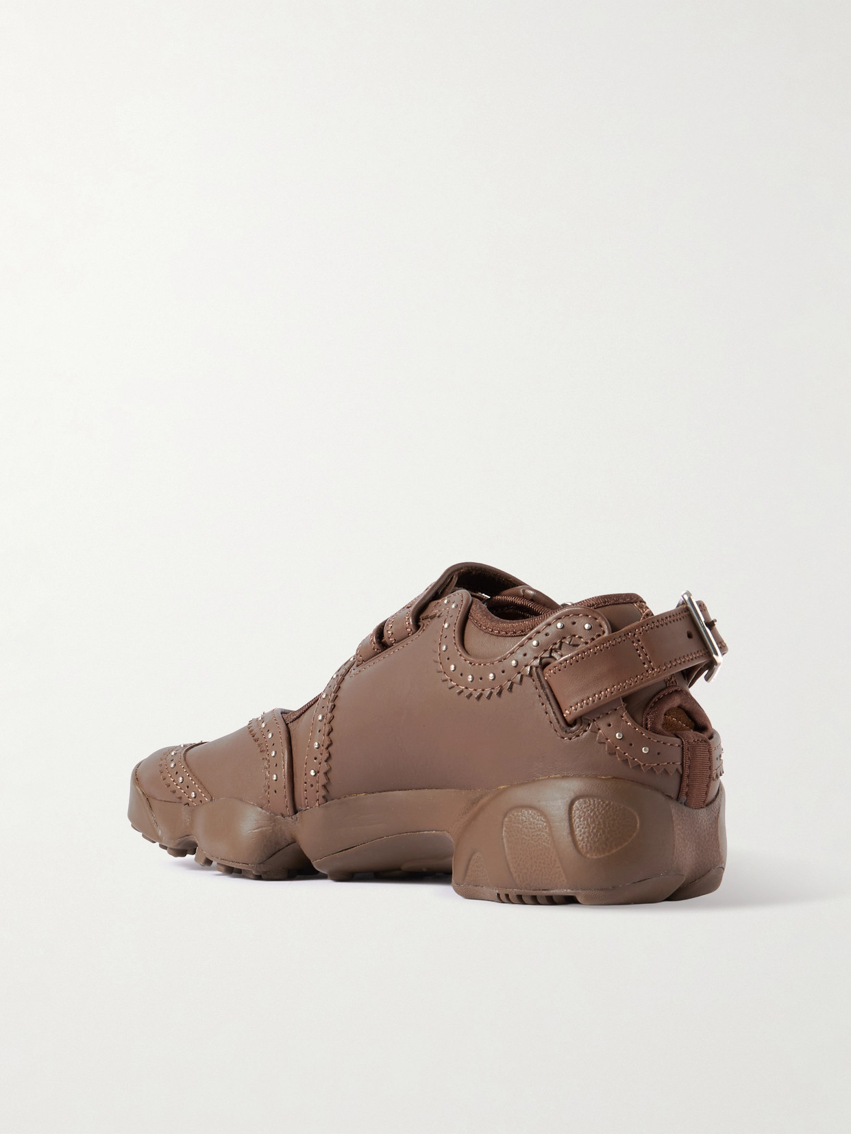 Air Rift Embellished Leather Split-toe Sneakers - Brown