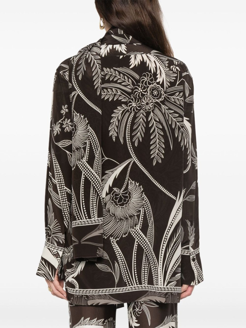 Dark Brown botanical-print shirt