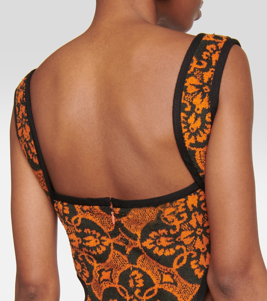 Jacquard cutout cotton minidress