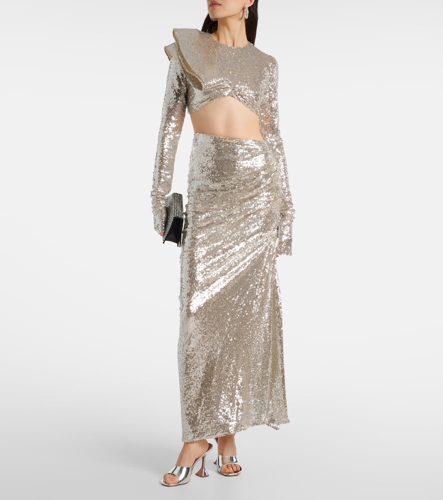 Luna draped sequined maxi skirt