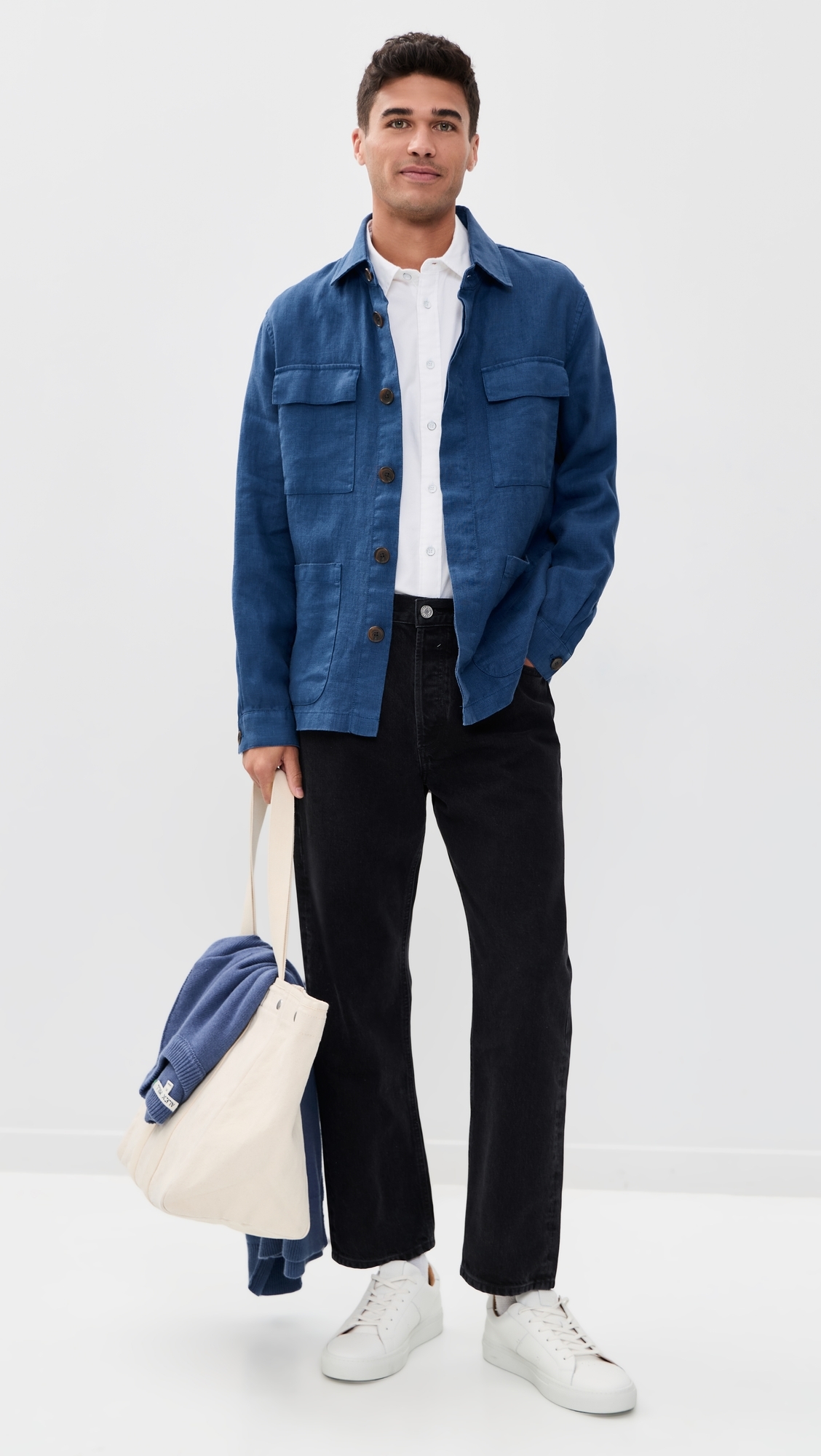 Jared Work Jacket In Linen French Navy