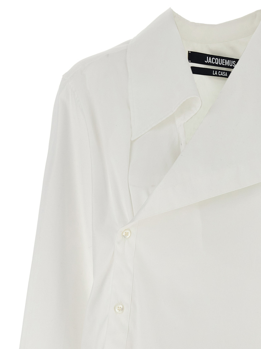 Asymmetric long-sleeve shirt - White