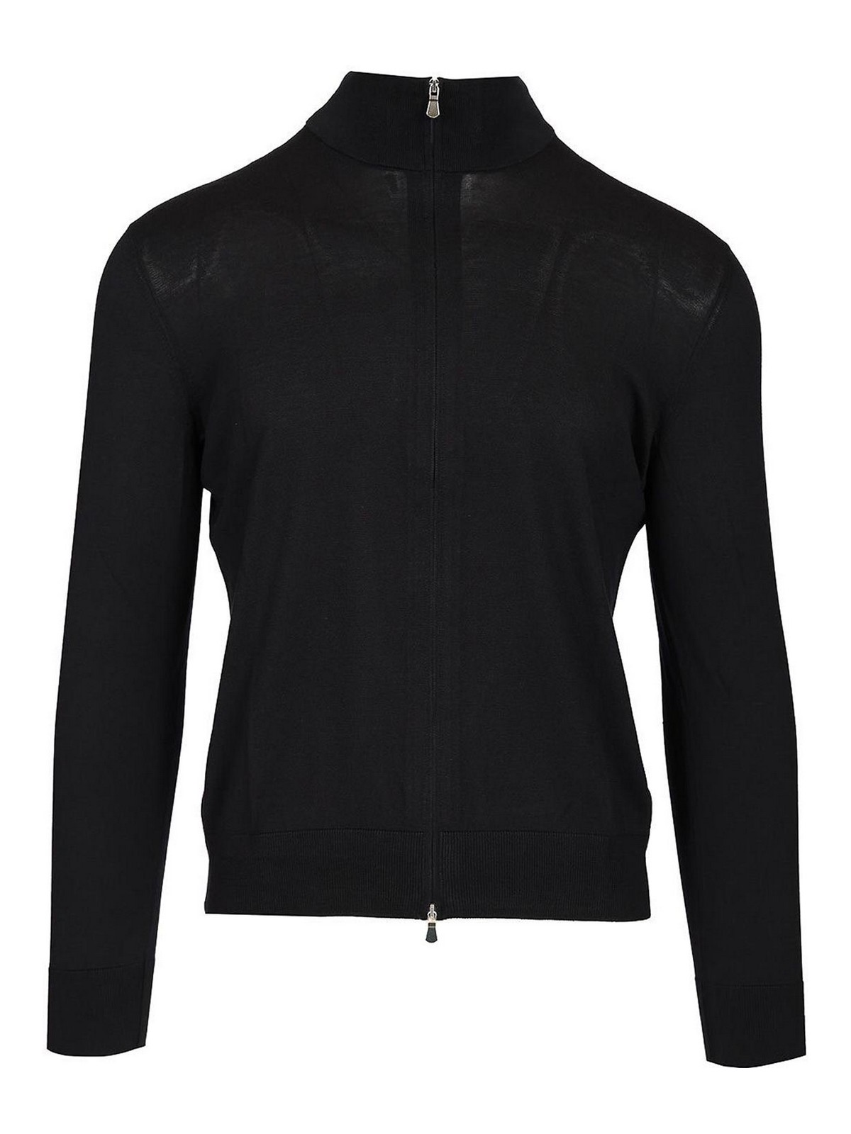 Cotton And Silk High Neck Zip Sweater