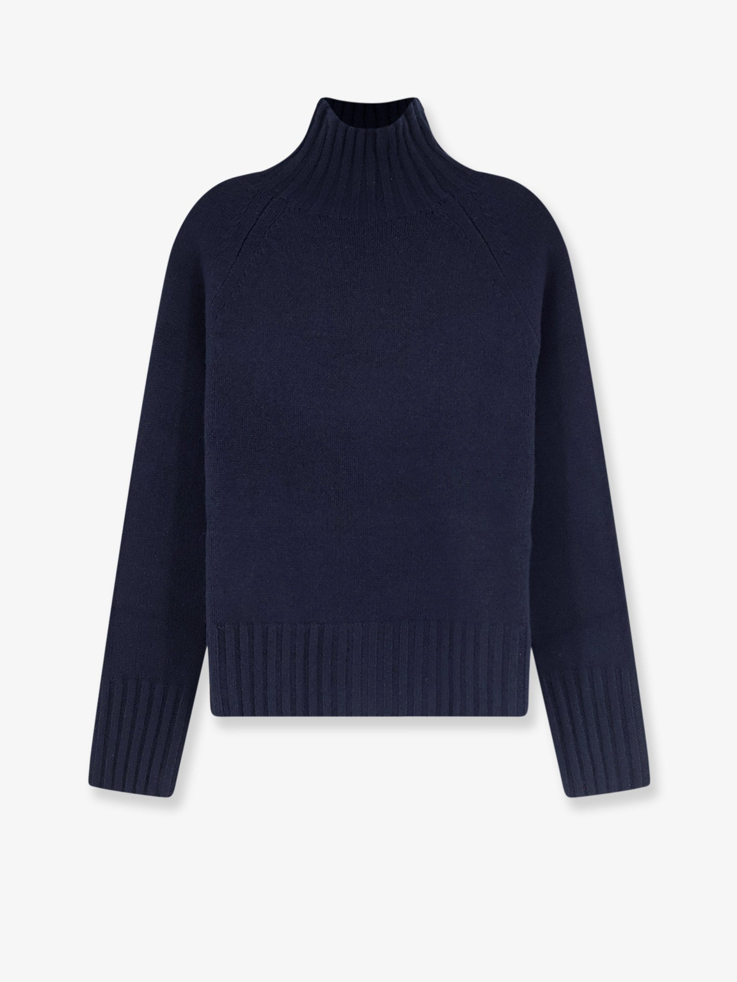 Wool-Cashmere Turtleneck Sweater — Navy