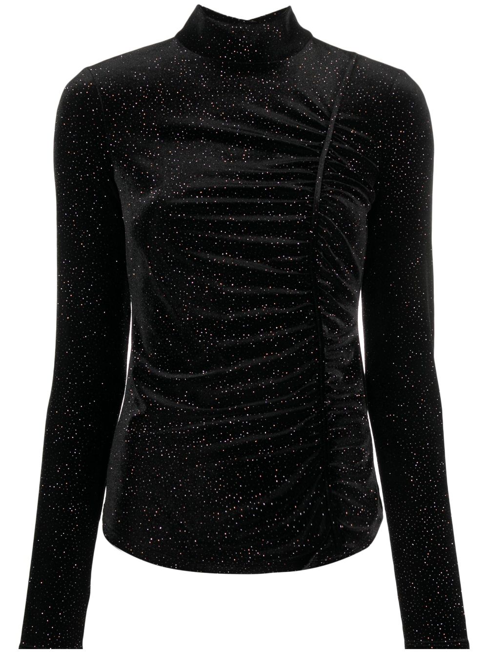 Glitter-detail cut-out velvet T-shirt - Black