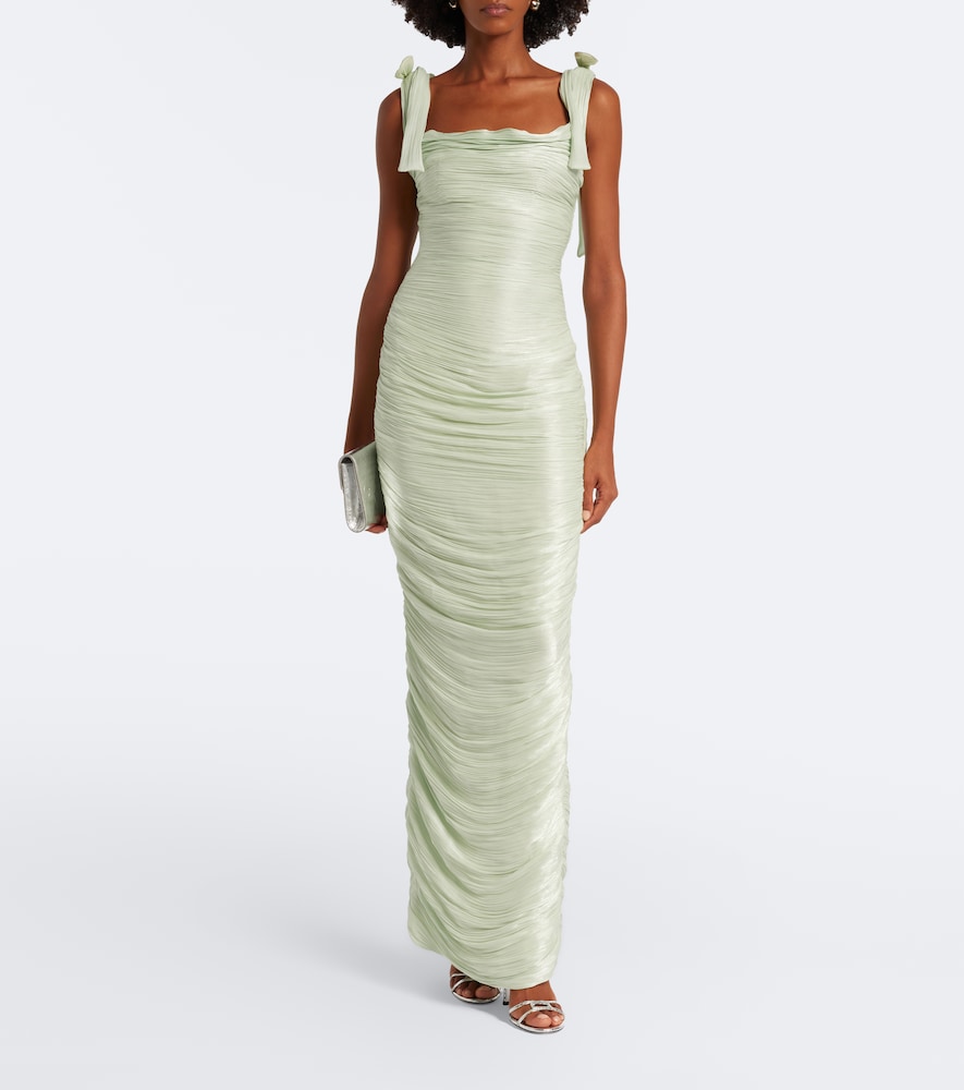 Pleated taffeta gown