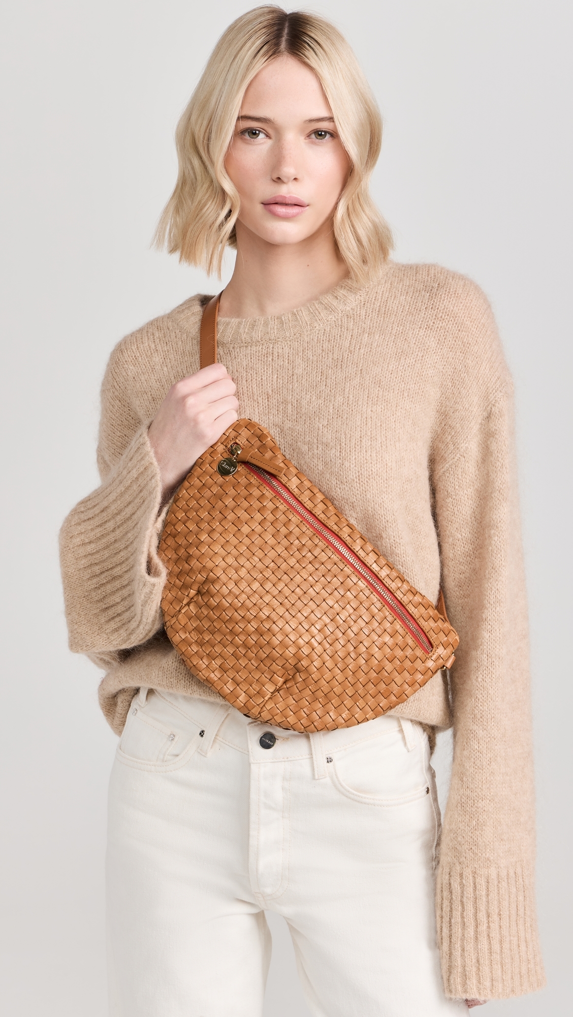 Grande Belt Bag Natural Woven Checker One Size