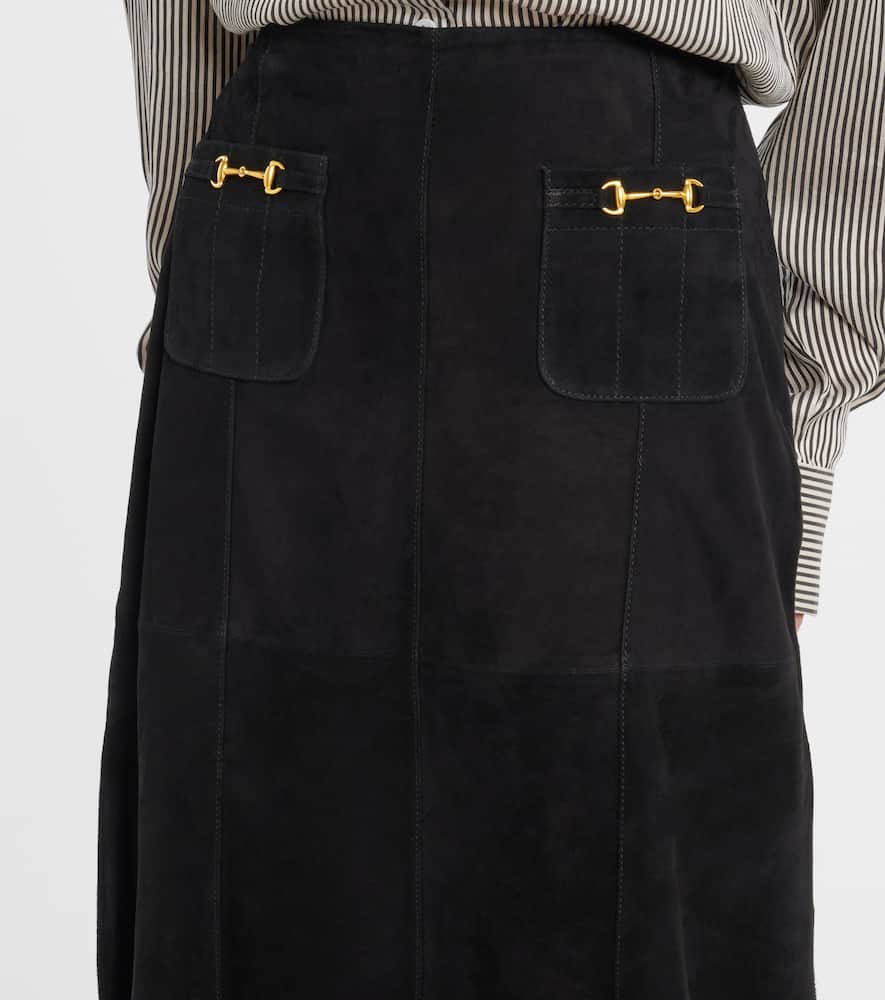 Edwina high-rise suede midi skirt