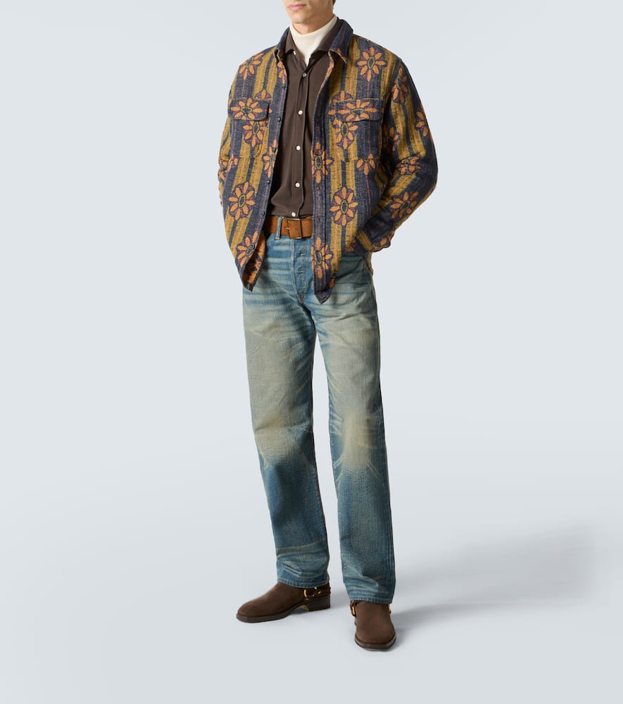 Floral striped cotton jacquard shirt