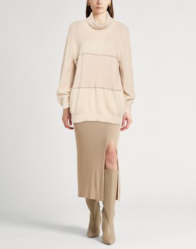 Woman Turtleneck Beige Size 6 Wool, Alpaca wool, Polyamide, Silk, Cashmere