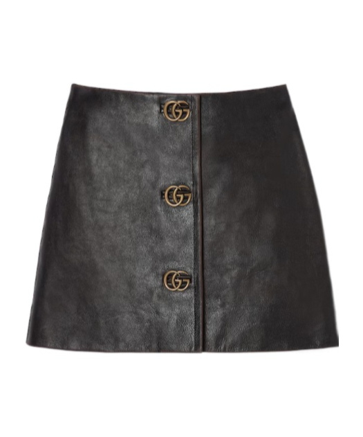 Leather with aged effect mini skirt