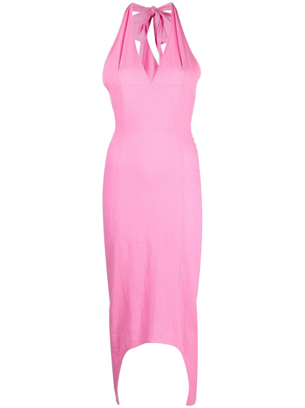 Asymmetric hem halterneck dress - Pink