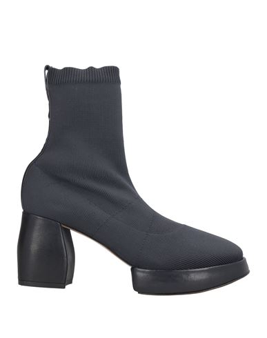 Woman Ankle boots Charcoal Size 11 Textile fibers, Leather