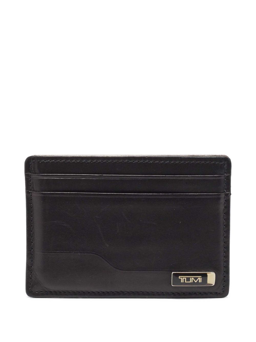 Pre-owned leather cardholder - Black