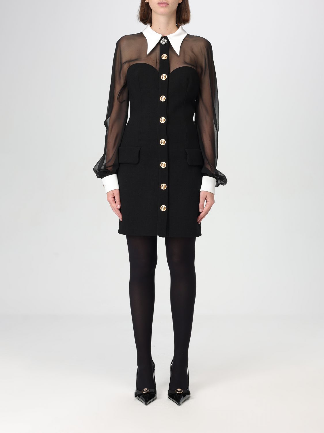Panelled bustier mini dress - Black