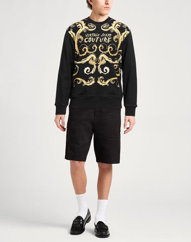 Man Sweatshirt Black Size L Cotton, Elastane