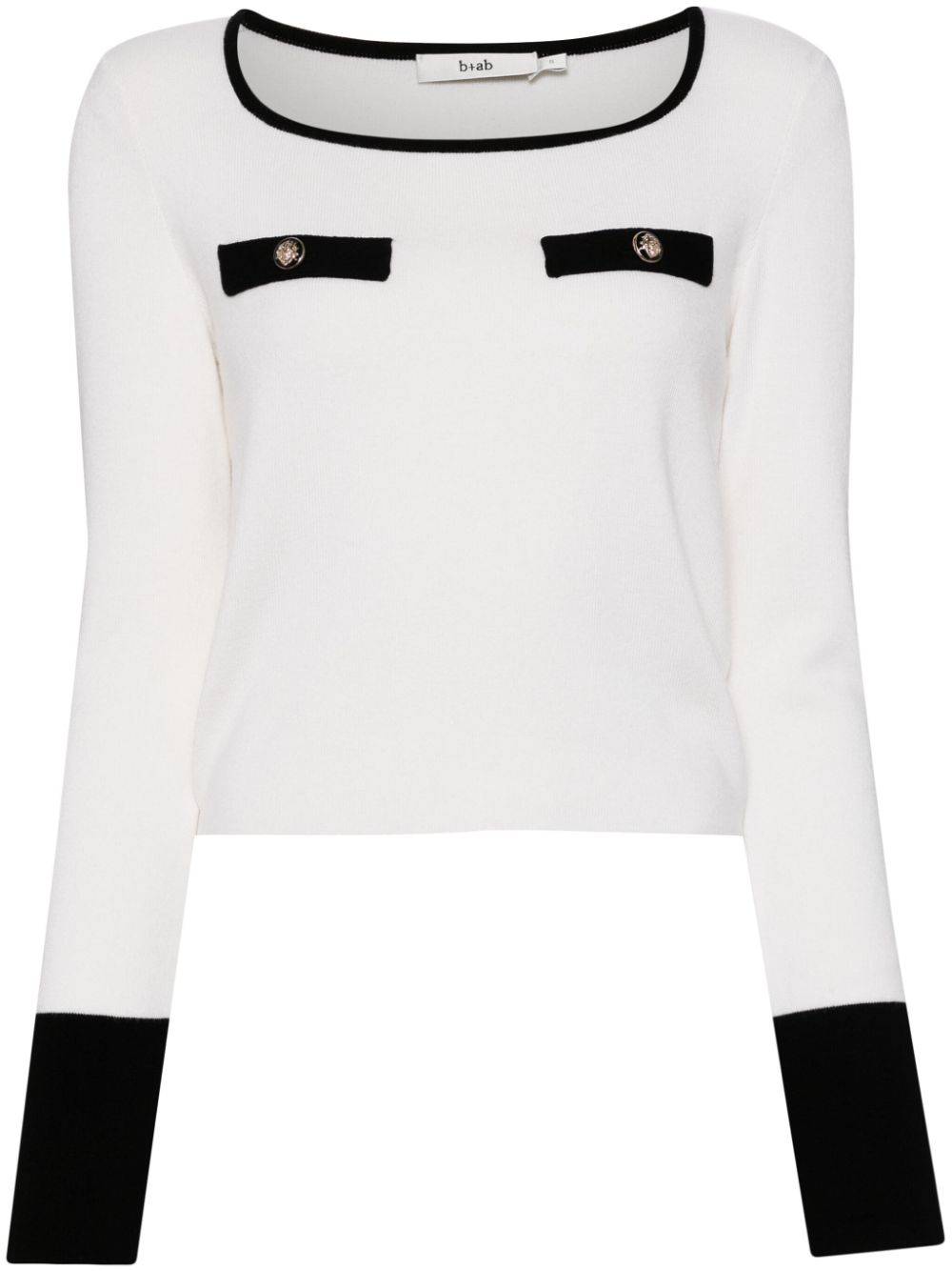 Round-neck cropped knitted top - Neutrals