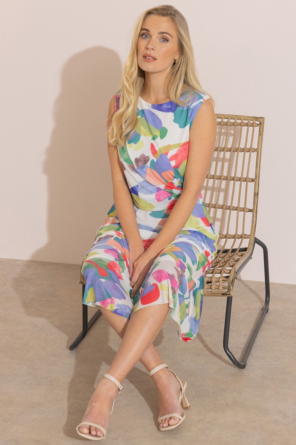 Klass. Women's Abstract Printed Sleeveless Mesh Midi Dre