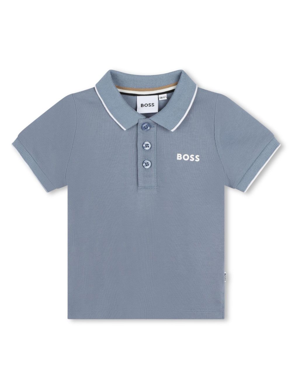 Printed cotton polo shirt - Blue