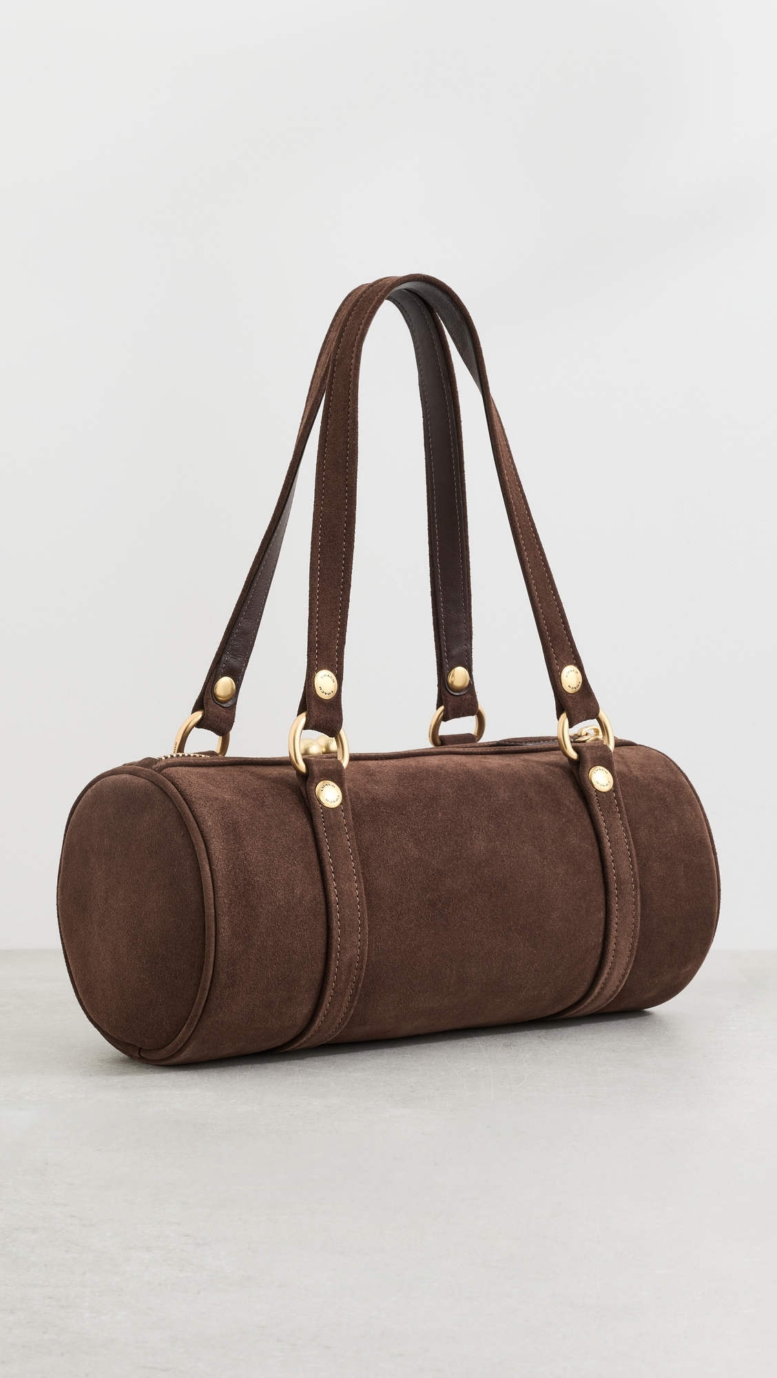 Suede Kisslock Barrel Bag Chocolate One Size