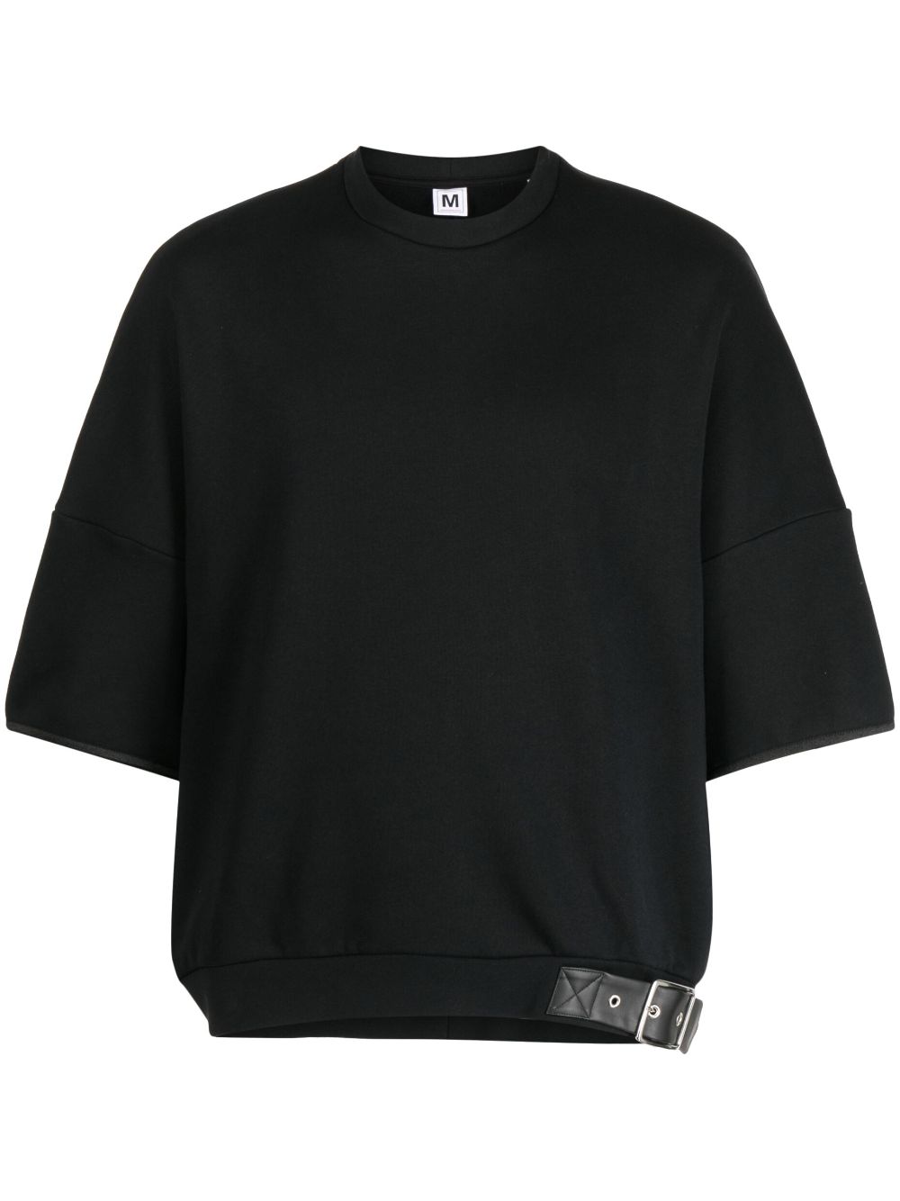 Buckle-detailed cotton T-shirt - Black