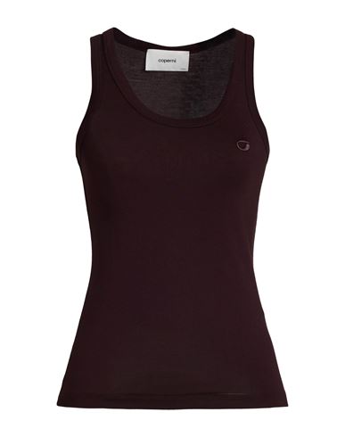 Woman Tank top Chocolate brown Size XS Cotton, Modal