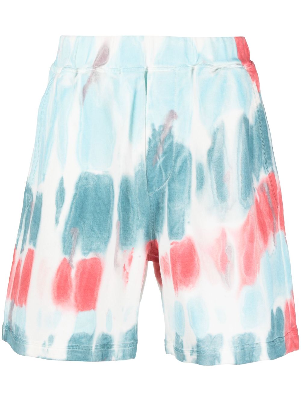 Distressed-effect cotton shorts - Blue