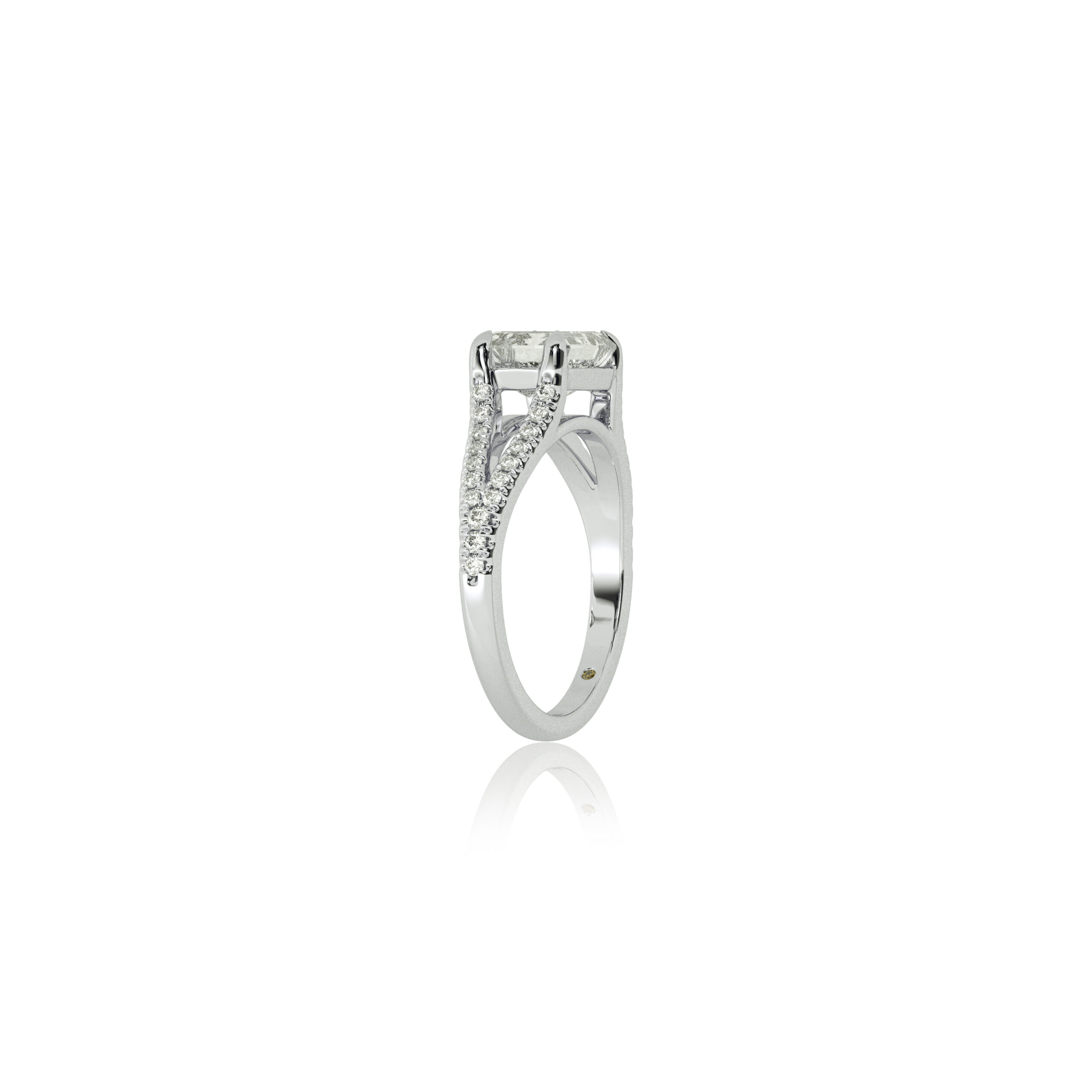 Delhi Split Shank Emerald Cut Lab Grown Diamond Engagement Ring | 18K White Gold 4 1/. TW