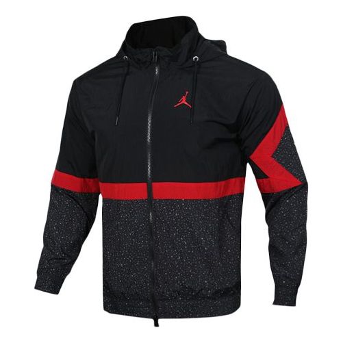 Diamond Cement Jacket Running Training Sports Hooded Jacket Black Red