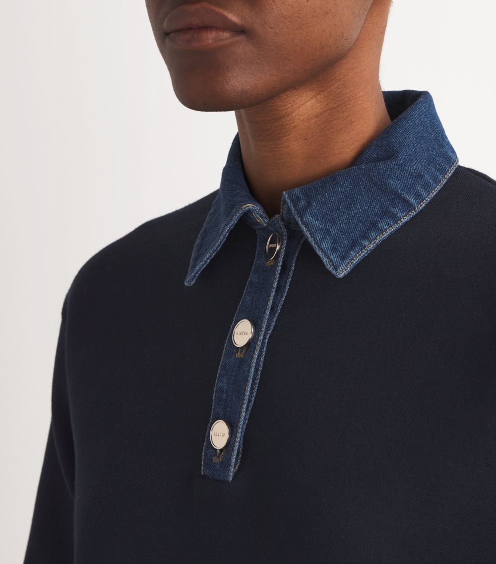 Denim-Collar Sweater