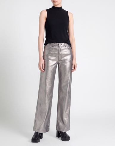 Woman Pants Silver Size 6 Polyester