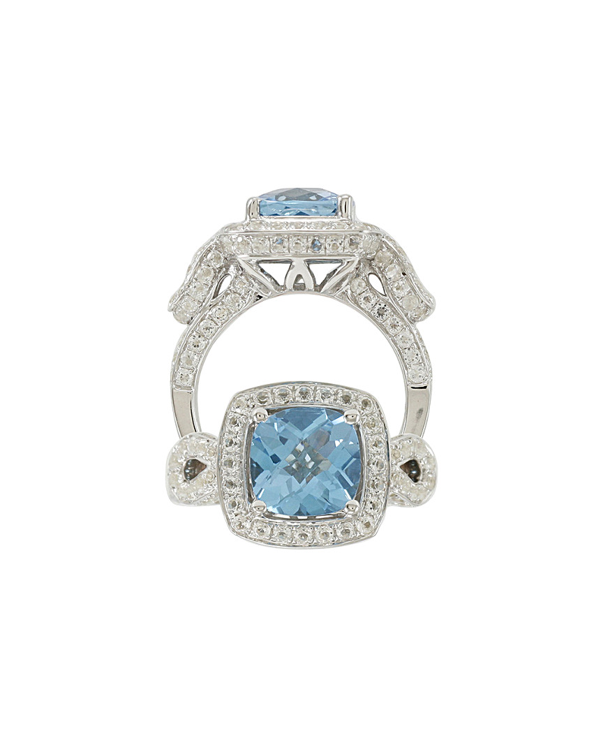 Silver 5.36 Ct. Tw. Diamond & Topaz Ring