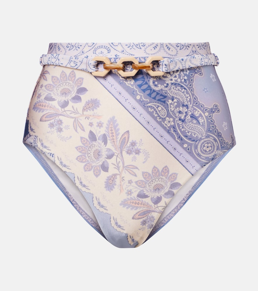 Lucky floral high-rise bikini bottoms