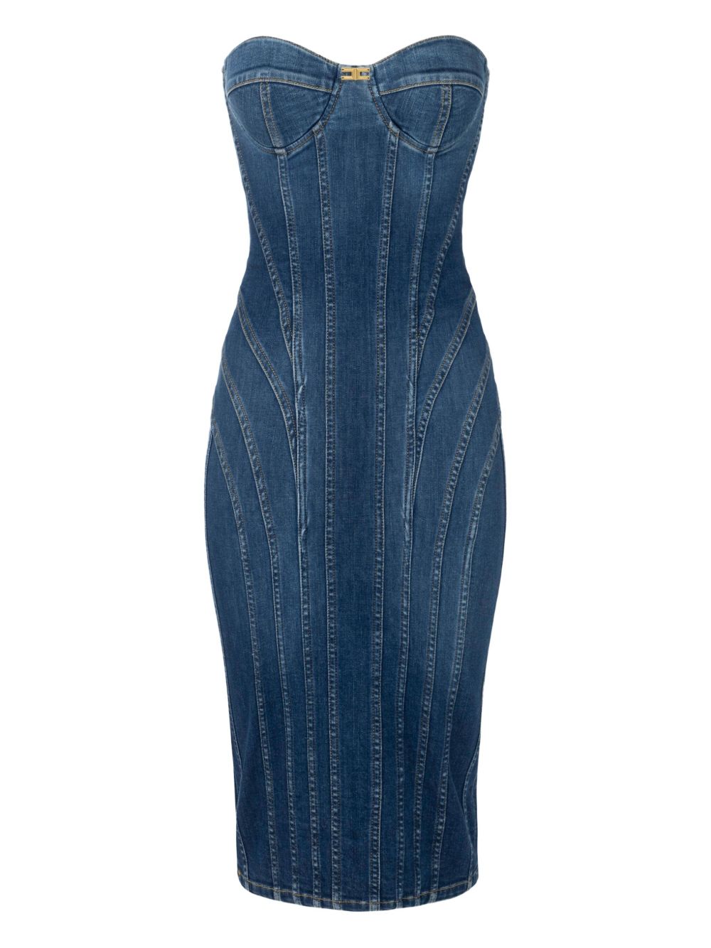 Strapless denim midi dress - Black