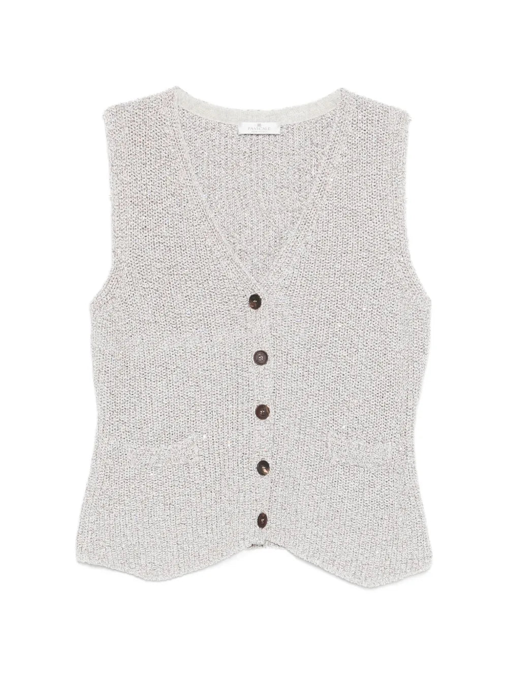 Sequin-Embellished Cardigan — Beige
