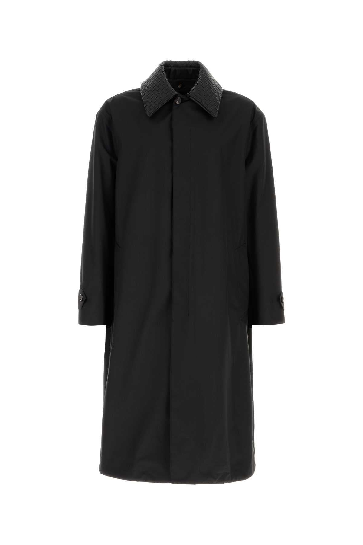 Wool Silk Trench Coat — Black