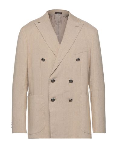 Man Blazer Beige Size 38 Cotton, Linen, Elastane