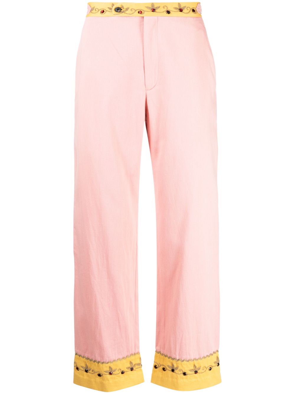 Crystal-embellished cropped trousers - Pink